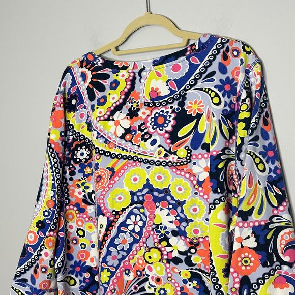 T by Talbots UPF 50 Pique Tunic Size 3X Daisy Print Bright Retro Stretch Cotton - Picture 7 of 8